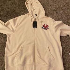 True Religion Off-White Zip-Up Hoodie.   size 3xl fits slim barley used